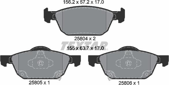 Textar 2580401 - Brake Pad Set, disc brake autospares.lv