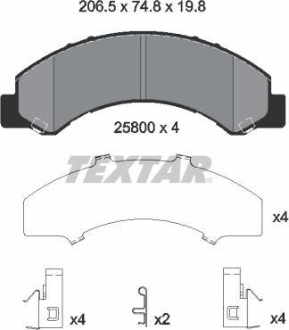 Textar 2580001 - Brake Pad Set, disc brake autospares.lv