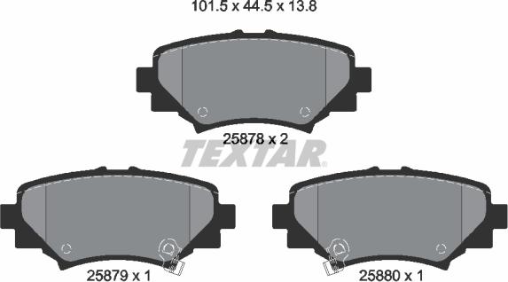 Textar 2587801 - Brake Pad Set, disc brake autospares.lv