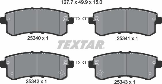 Textar 2534001 - Brake Pad Set, disc brake autospares.lv