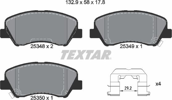 Textar 2534801 - Brake Pad Set, disc brake autospares.lv