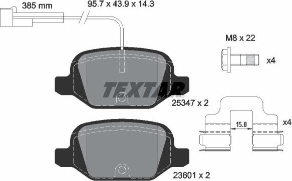 Textar 2534701 - Brake Pad Set, disc brake autospares.lv