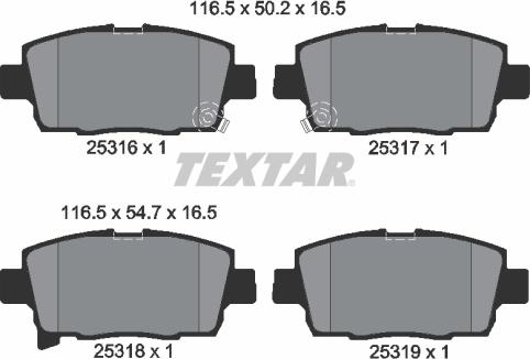 Textar 2531601 - Brake Pad Set, disc brake autospares.lv