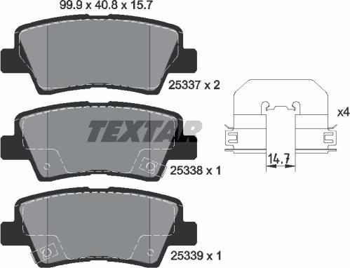 Textar 2533703 - Brake Pad Set, disc brake autospares.lv