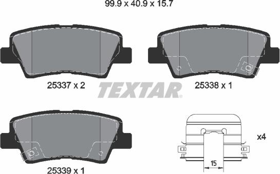 Textar 2533707 - Brake Pad Set, disc brake autospares.lv