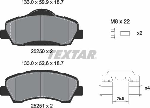 Textar 2525004 - Brake Pad Set, disc brake autospares.lv