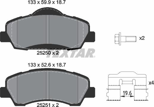 Textar 2525001 - Brake Pad Set, disc brake autospares.lv