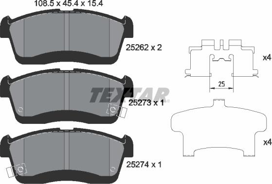 Textar 2526201 - Brake Pad Set, disc brake autospares.lv