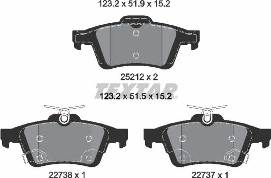 Textar 2521204 - Brake Pad Set, disc brake autospares.lv