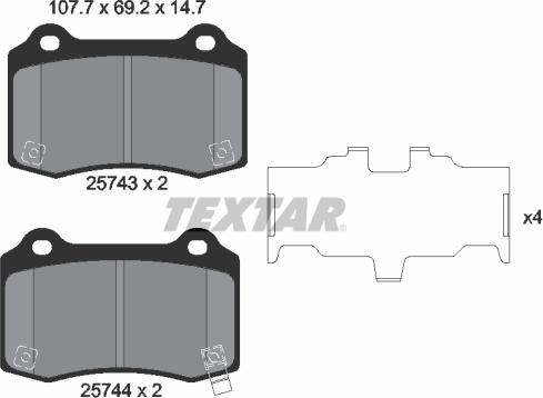 Textar 2574301 - Brake Pad Set, disc brake autospares.lv
