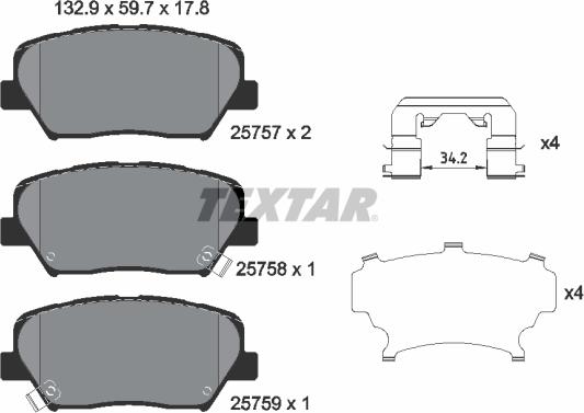 Textar 2575701 - Brake Pad Set, disc brake autospares.lv