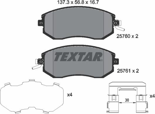 Textar 2576001 - Brake Pad Set, disc brake autospares.lv
