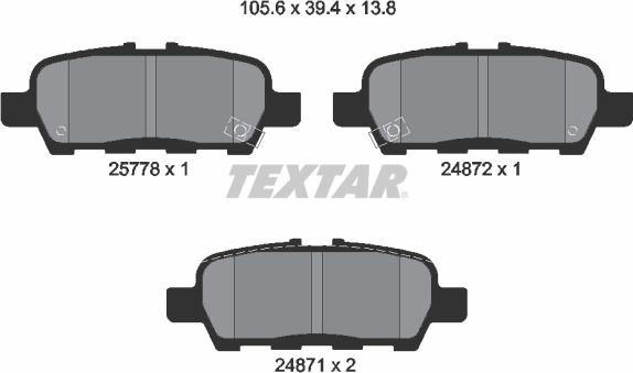 Textar 2577801 - Brake Pad Set, disc brake autospares.lv