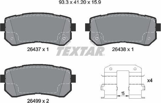 Textar 2643701 - Brake Pad Set, disc brake autospares.lv