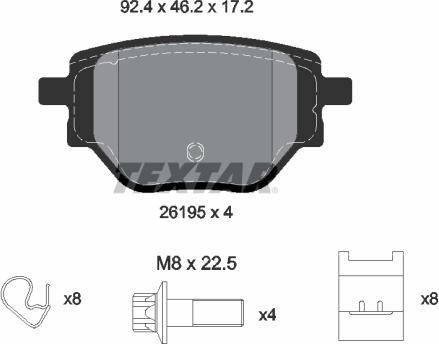 Textar 2619501 - Brake Pad Set, disc brake autospares.lv