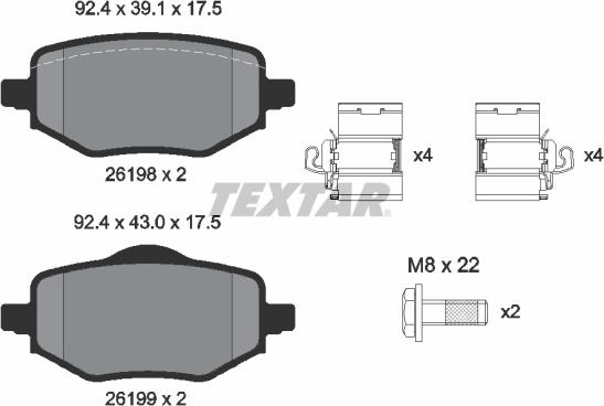 Textar 2619801 - Brake Pad Set, disc brake autospares.lv