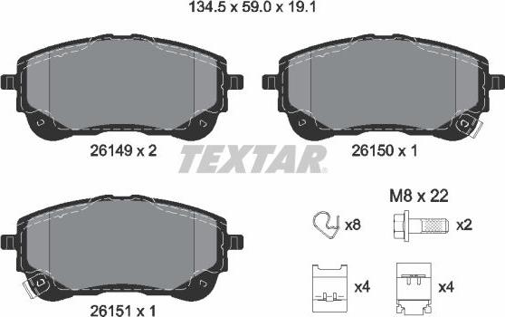 Textar 2614901 - Brake Pad Set, disc brake autospares.lv