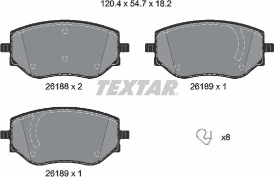 Textar 2618801 - Brake Pad Set, disc brake autospares.lv