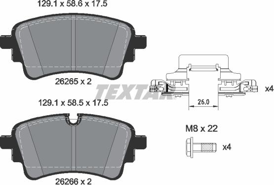 Textar 2626501 - Brake Pad Set, disc brake autospares.lv