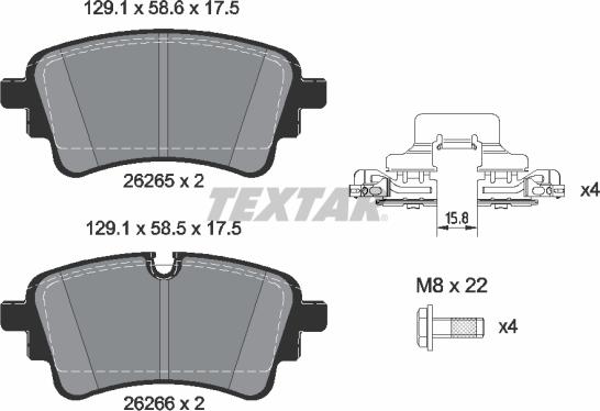 Textar 2626503 - Brake Pad Set, disc brake autospares.lv