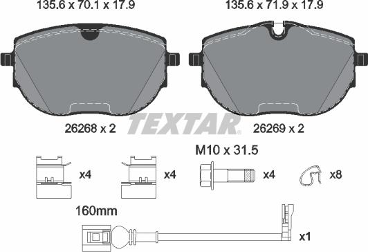 Textar 2626801 - Brake Pad Set, disc brake autospares.lv