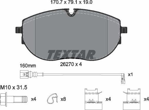 Textar 2627001 - Brake Pad Set, disc brake autospares.lv