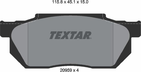 Textar 2095901 - Brake Pad Set, disc brake autospares.lv