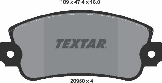 Textar 2095005 - Brake Pad Set, disc brake autospares.lv