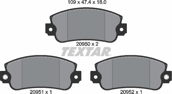 Textar 2095006 - Brake Pad Set, disc brake autospares.lv