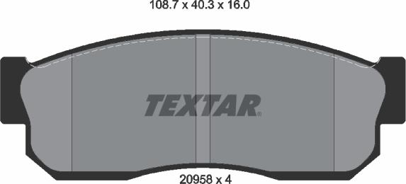 Textar 2095802 - Brake Pad Set, disc brake autospares.lv