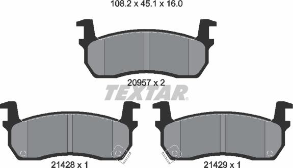 Textar 2095702 - Brake Pad Set, disc brake autospares.lv