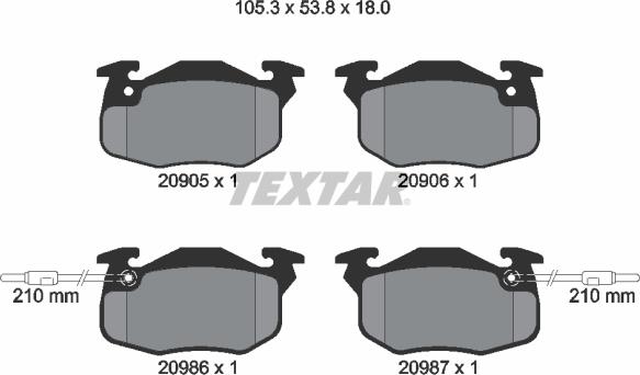 Textar 2090506 - Brake Pad Set, disc brake autospares.lv
