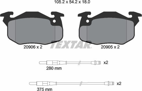 Textar 2090604 - Brake Pad Set, disc brake autospares.lv