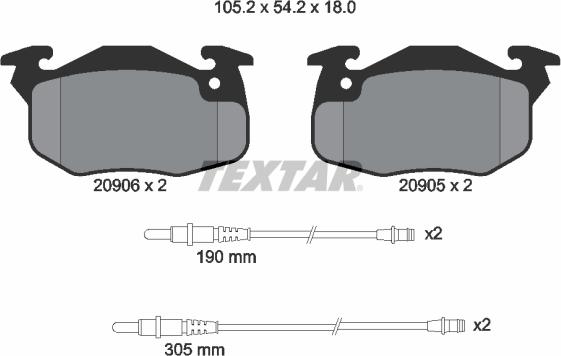 Textar 2090603 - Brake Pad Set, disc brake autospares.lv