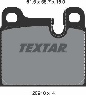 Textar 2091001 - Brake Pad Set, disc brake autospares.lv