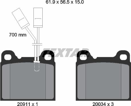 Textar 2091101 - Brake Pad Set, disc brake autospares.lv