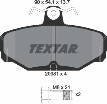 Textar 2098101 - Brake Pad Set, disc brake autospares.lv