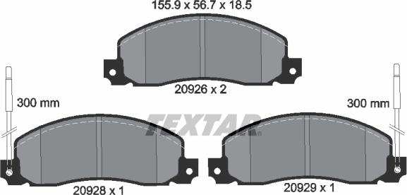 Textar 2092602 - Brake Pad Set, disc brake autospares.lv