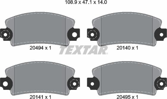 Textar 2049401 - Brake Pad Set, disc brake autospares.lv