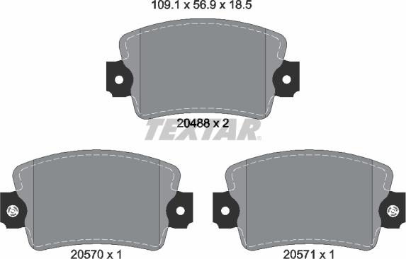 Textar 2048802 - Brake Pad Set, disc brake autospares.lv