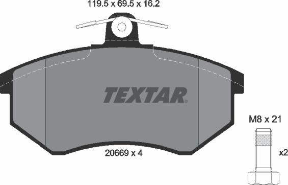 Textar 2066904 - Brake Pad Set, disc brake autospares.lv