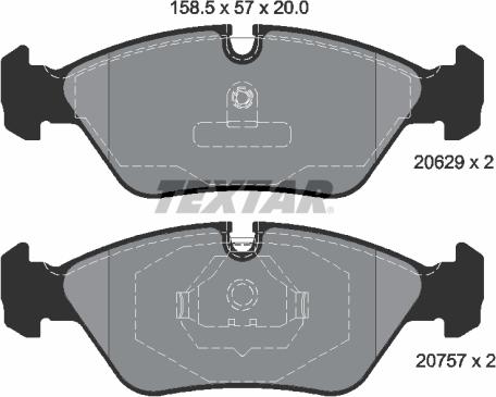 Textar 2062902 - Brake Pad Set, disc brake autospares.lv