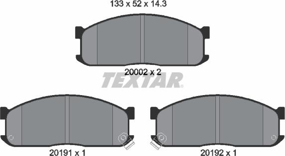 Textar 2000201 - Brake Pad Set, disc brake autospares.lv