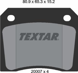 Textar 2000702 - Brake Pad Set, disc brake autospares.lv