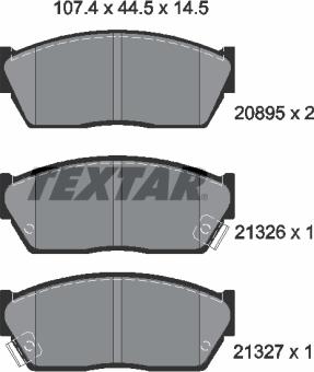 Textar 2089502 - Brake Pad Set, disc brake autospares.lv