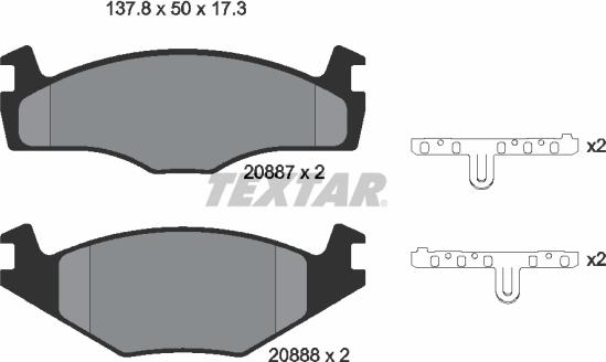 Textar 2088708 - Brake Pad Set, disc brake autospares.lv