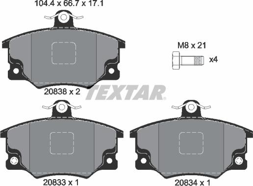 Textar 2083302 - Brake Pad Set, disc brake autospares.lv
