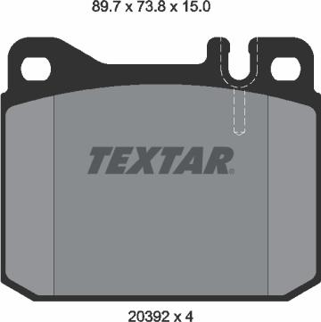 Textar 2039204 - Brake Pad Set, disc brake autospares.lv