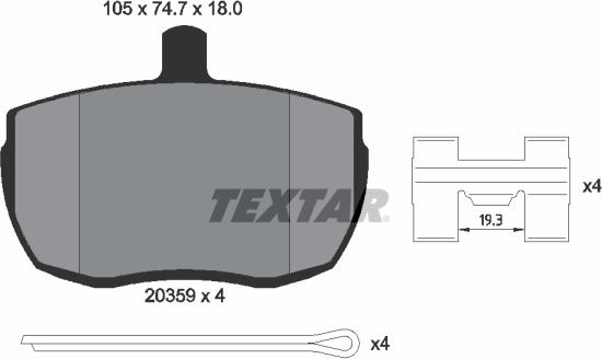 Textar 2035908 - Brake Pad Set, disc brake autospares.lv