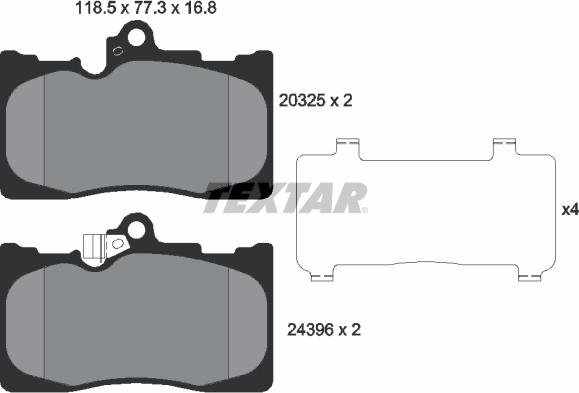 Textar 2032501 - Brake Pad Set, disc brake autospares.lv